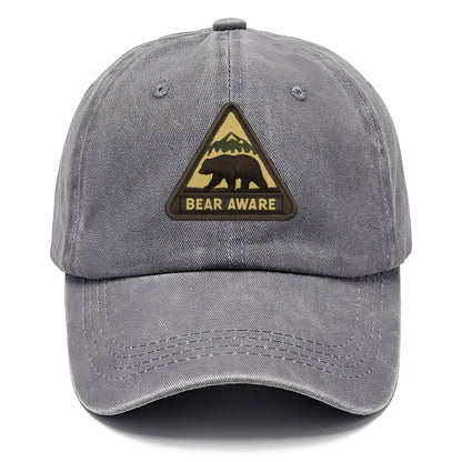 BEAR AWARE - bear silhouette warning in brown and yellow , wilderness safety - Classic Cap - Urban Haze(Grey)