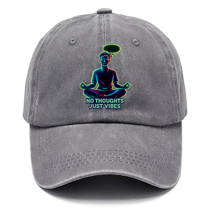 Peaceful floating figure with empty thought bubble - "no thoughts just vibes" zen - Classic Cap - Urban Haze(Grey)