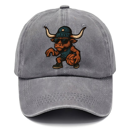 Texas Longhorn wearing Mavs beanie with lone star patch and wayfarer sunglasses - Classic Cap - Urban Haze(Grey)