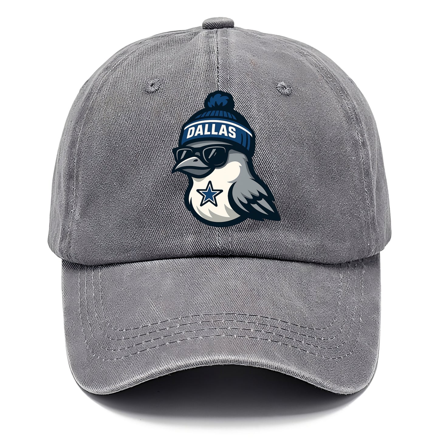 Dallas Mockingbird wearing Cowboys beanie with sheriff star and wayfarer sunglasses - Classic Cap - Urban Haze(Grey)