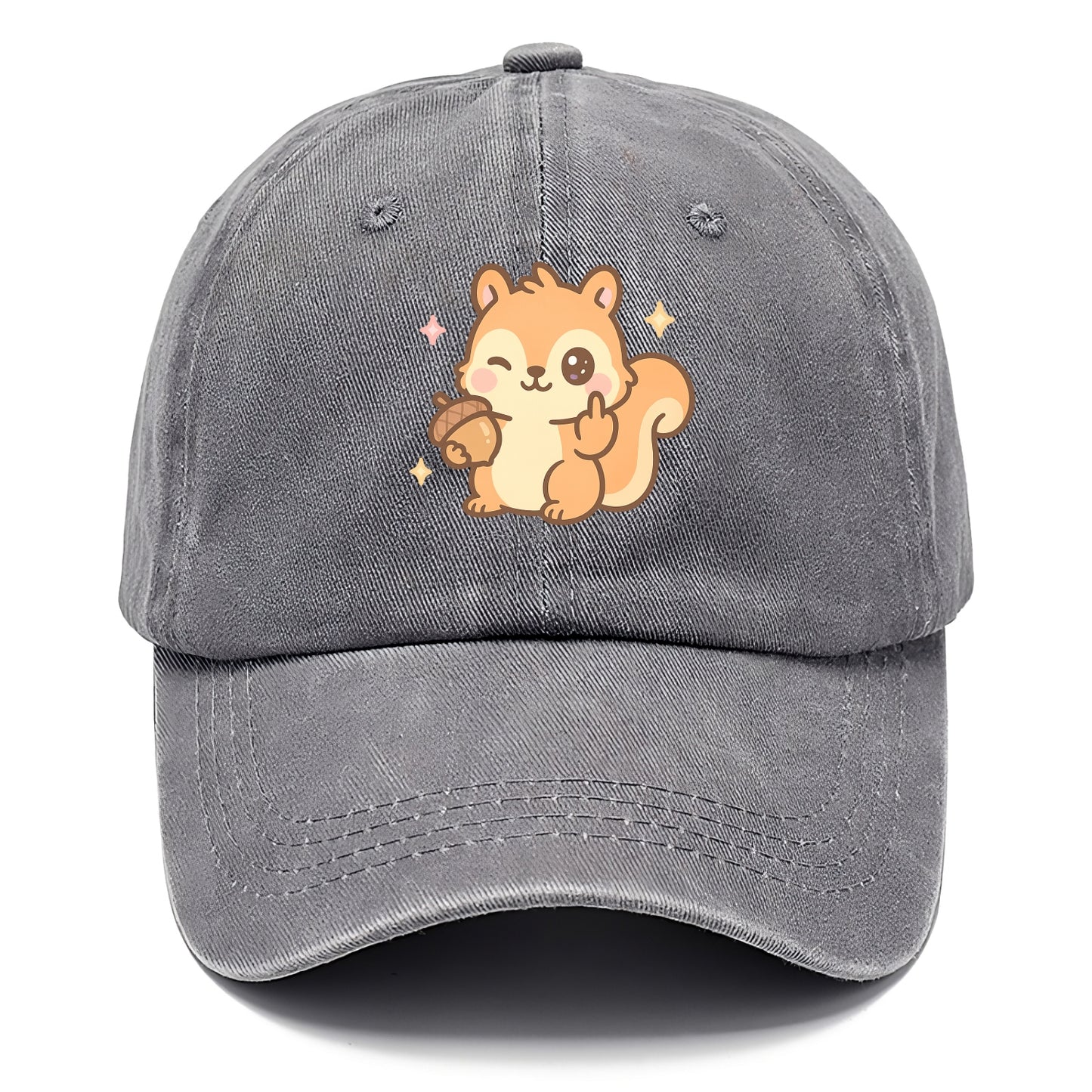 sweet squirrel holding acorn in one paw, flipping off with the other - Classic Cap - Urban Haze(Grey)
