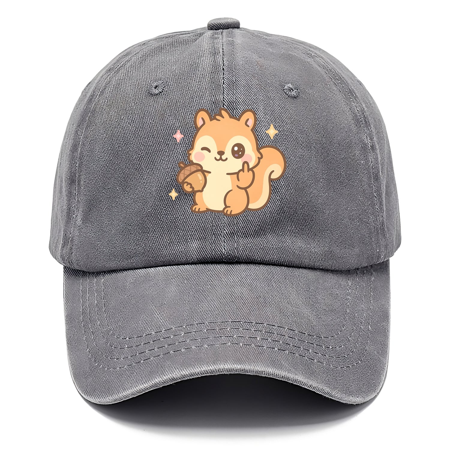 sweet squirrel holding acorn in one paw, flipping off with the other - Classic Cap - Urban Haze(Grey)