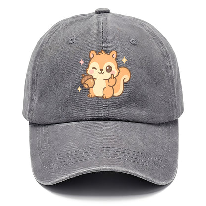 sweet squirrel holding acorn in one paw, flipping off with the other - Classic Cap - Urban Haze(Grey)