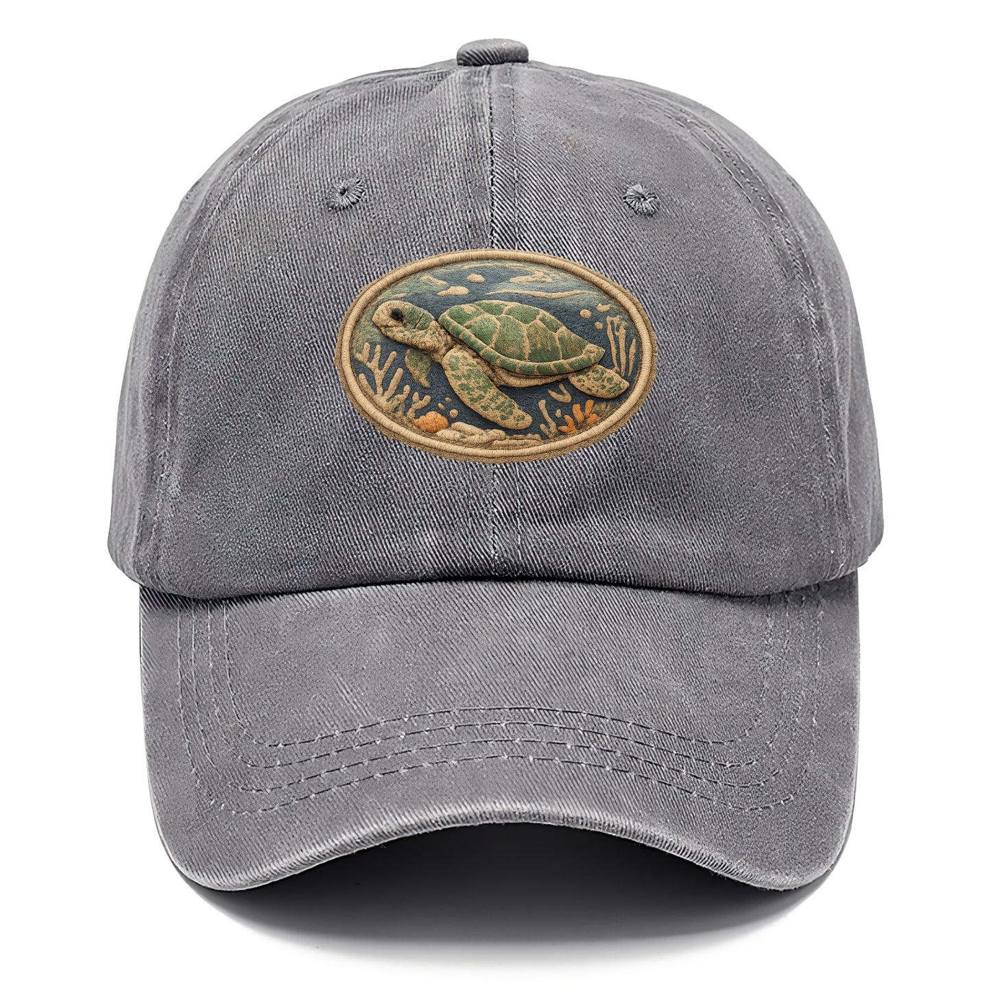 SEA TURTLE - swimming turtle in green and blue , ocean life - Classic Cap - Urban Haze(Grey)