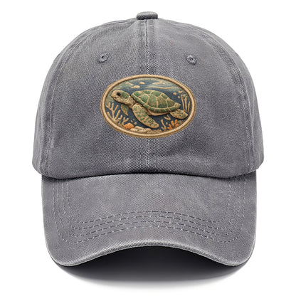 SEA TURTLE - swimming turtle in green and blue , ocean life - Classic Cap - Urban Haze(Grey)