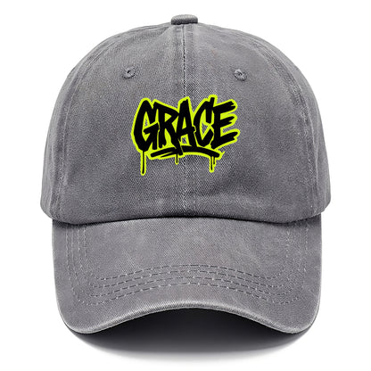 Bold typography design - "GRACE" - elegance under pressure, divine favor - Classic Cap - Urban Haze(Grey)