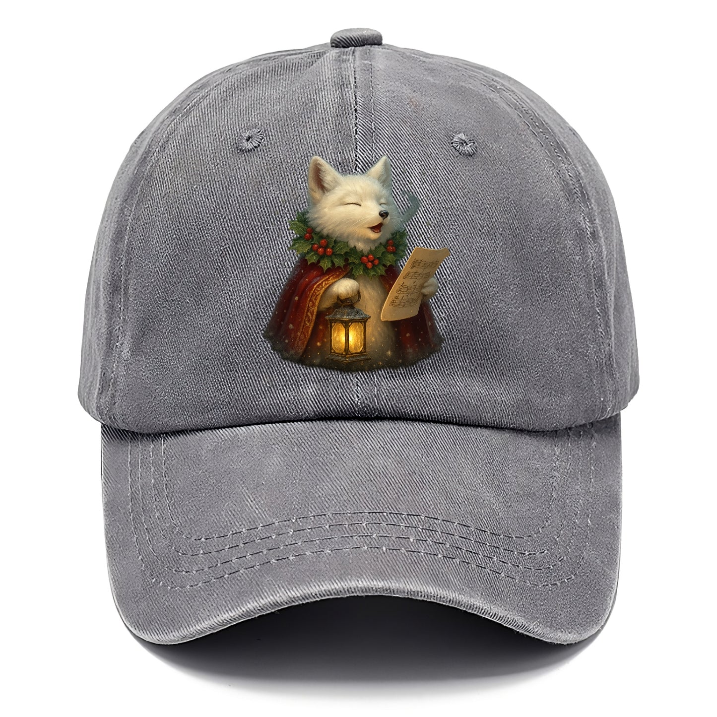 Snowbound Arctic Fox Caroler  - Classic Cap - Urban Haze(Grey)