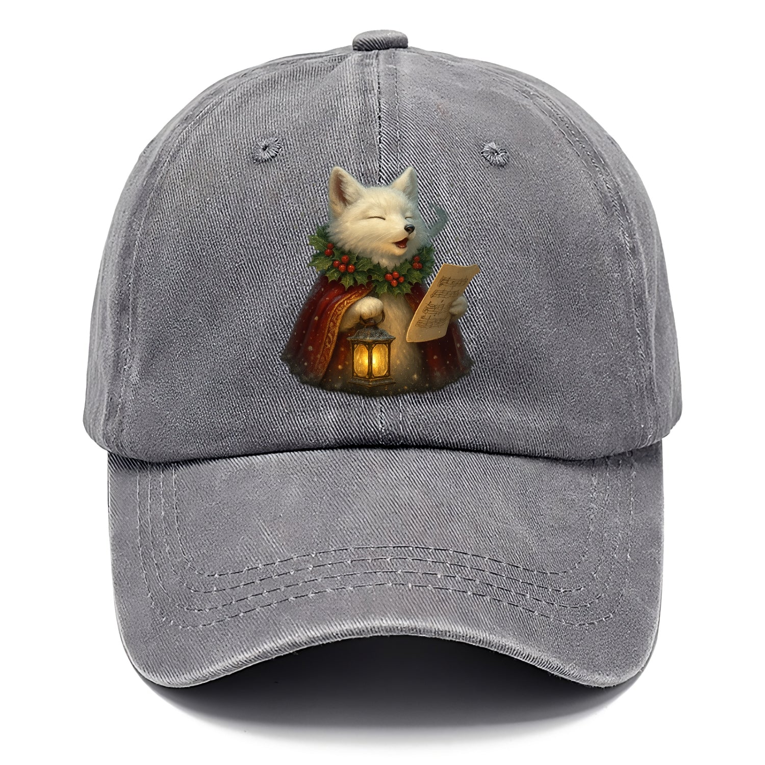 Snowbound Arctic Fox Caroler  - Classic Cap - Urban Haze(Grey)