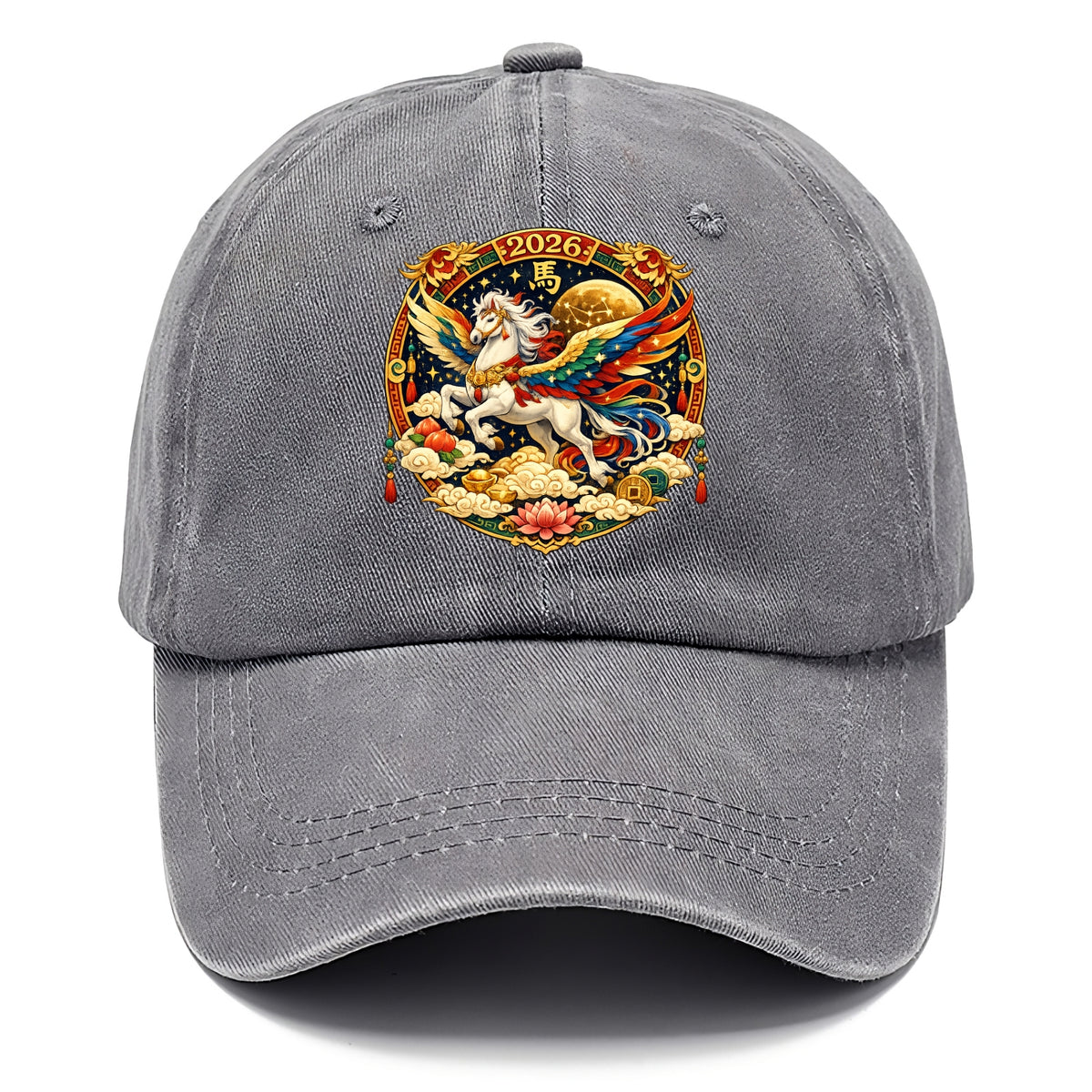 CELESTIAL HORSE | Heavenly horse among clouds and stars | Wings of flowing energy - Classic Cap - Urban Haze(Grey)