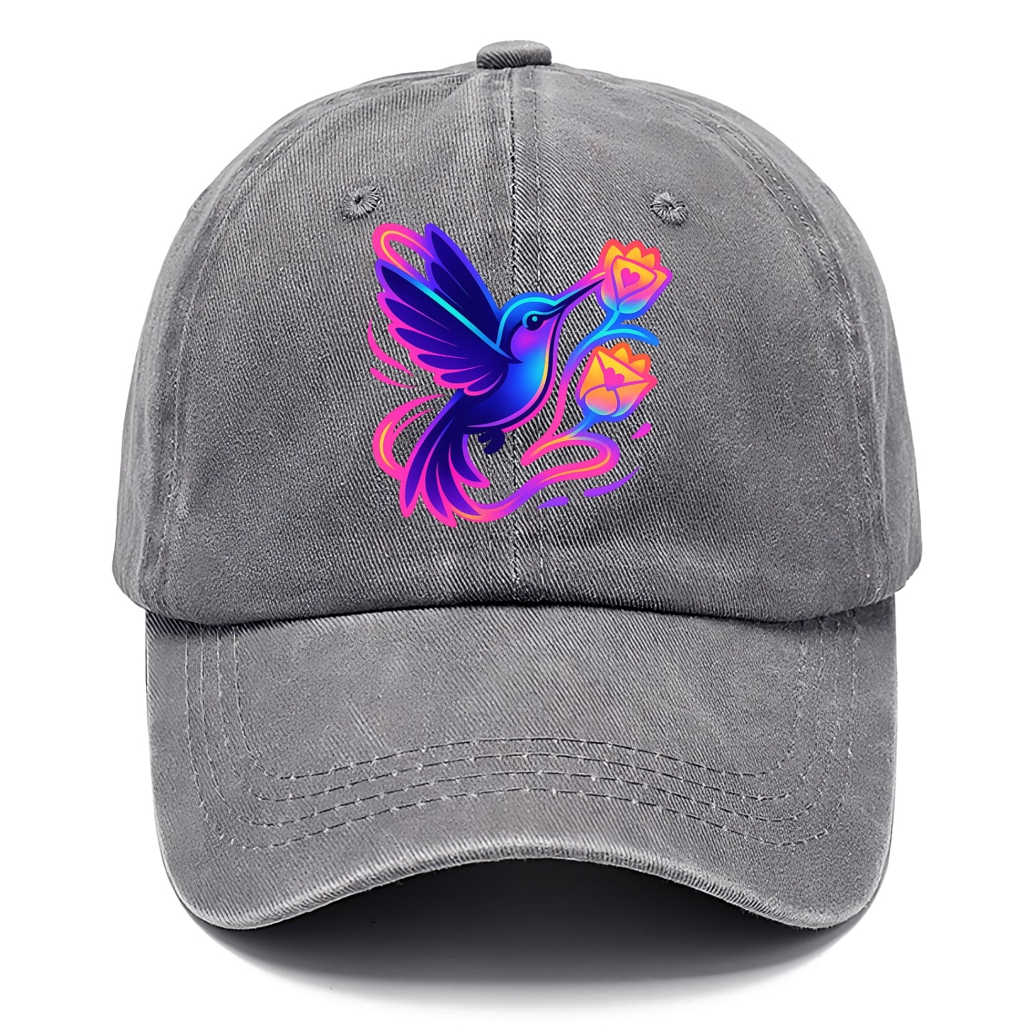 Hummingbird delivering miniature love letters tucked inside flower envelopes - Classic Cap - Urban Haze(Grey)