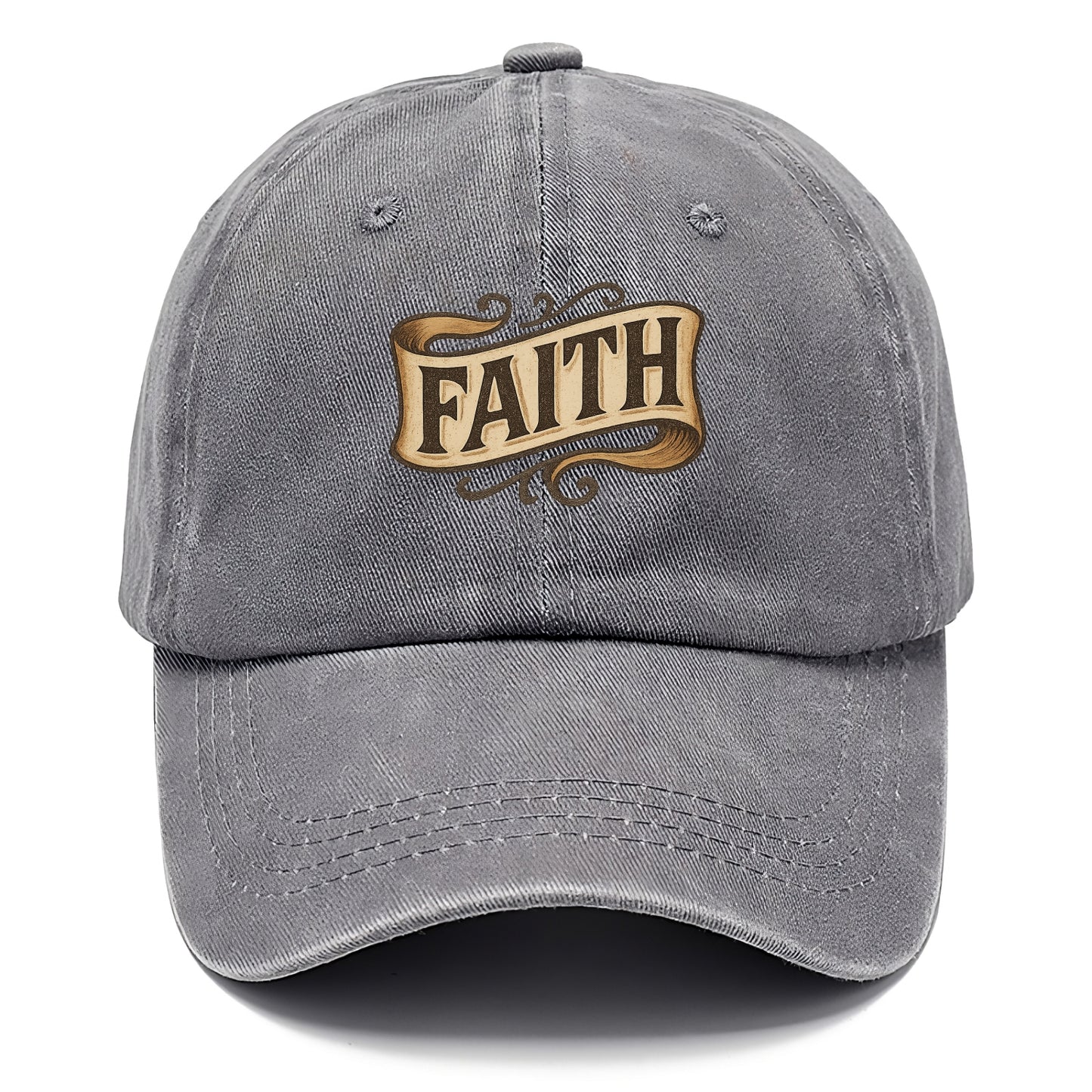 Bold typography design - "FAITH" - trust in the unseen, spiritual strength - Classic Cap - Urban Haze(Grey)