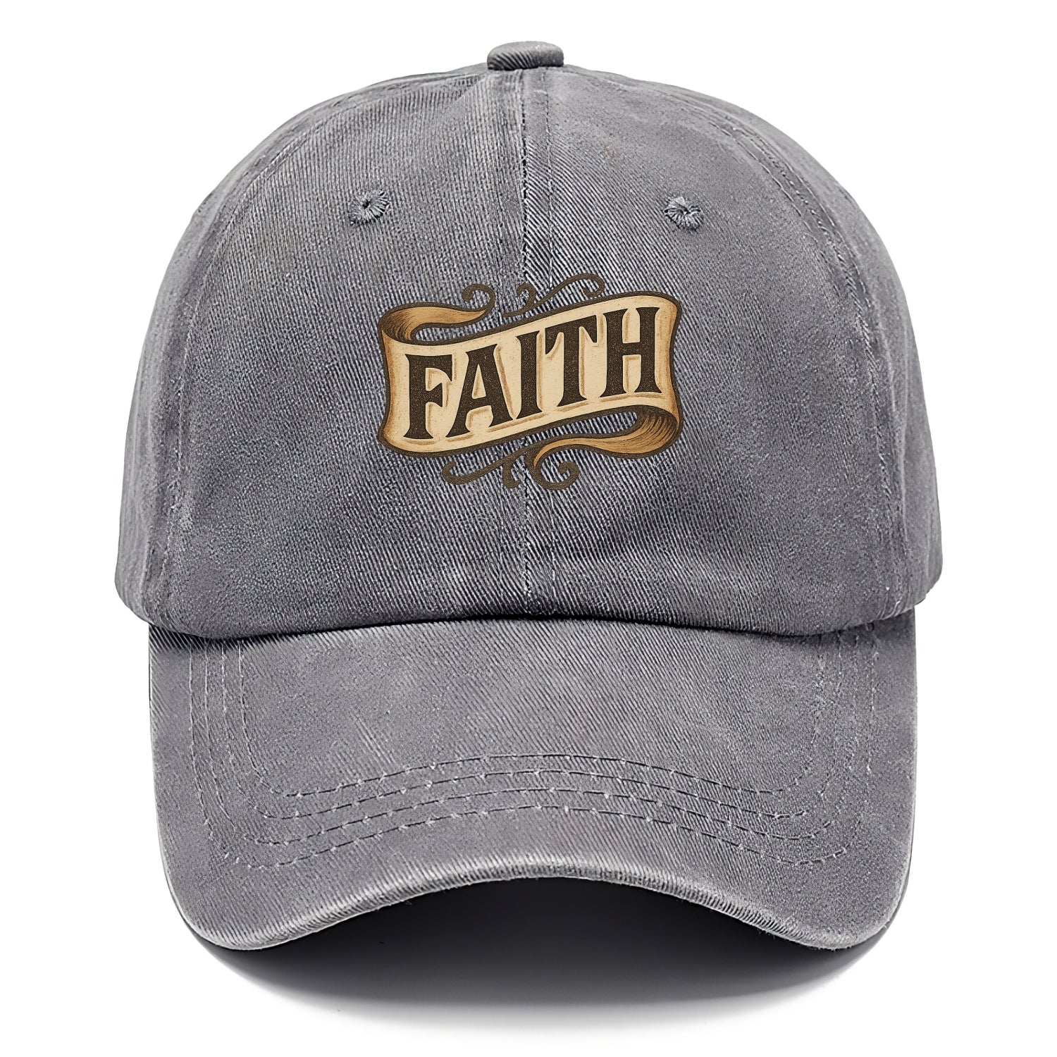 Bold typography design - "FAITH" - trust in the unseen, spiritual strength - Classic Cap - Urban Haze(Grey)