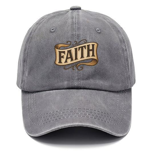 Bold typography design - "FAITH" - trust in the unseen, spiritual strength - Classic Cap - Urban Haze(Grey)