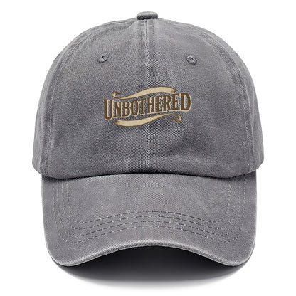 Bold typography design - "UNBOTHERED" - not affected, staying calm - Classic Cap - Urban Haze(Grey)