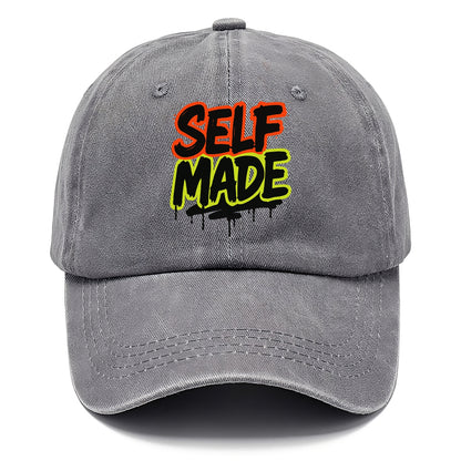 Bold typography design - "SELF MADE" - built from nothing, earned success - Classic Cap - Urban Haze(Grey)