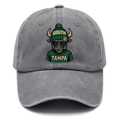 Tampa Bull wearing South Florida beanie with USF patch - Classic Cap - Urban Haze(Grey)