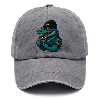 Jacksonville Alligator wearing Jaguars beanie with swamp patch and wayfarer sunglasses - Classic Cap - Urban Haze(Grey)