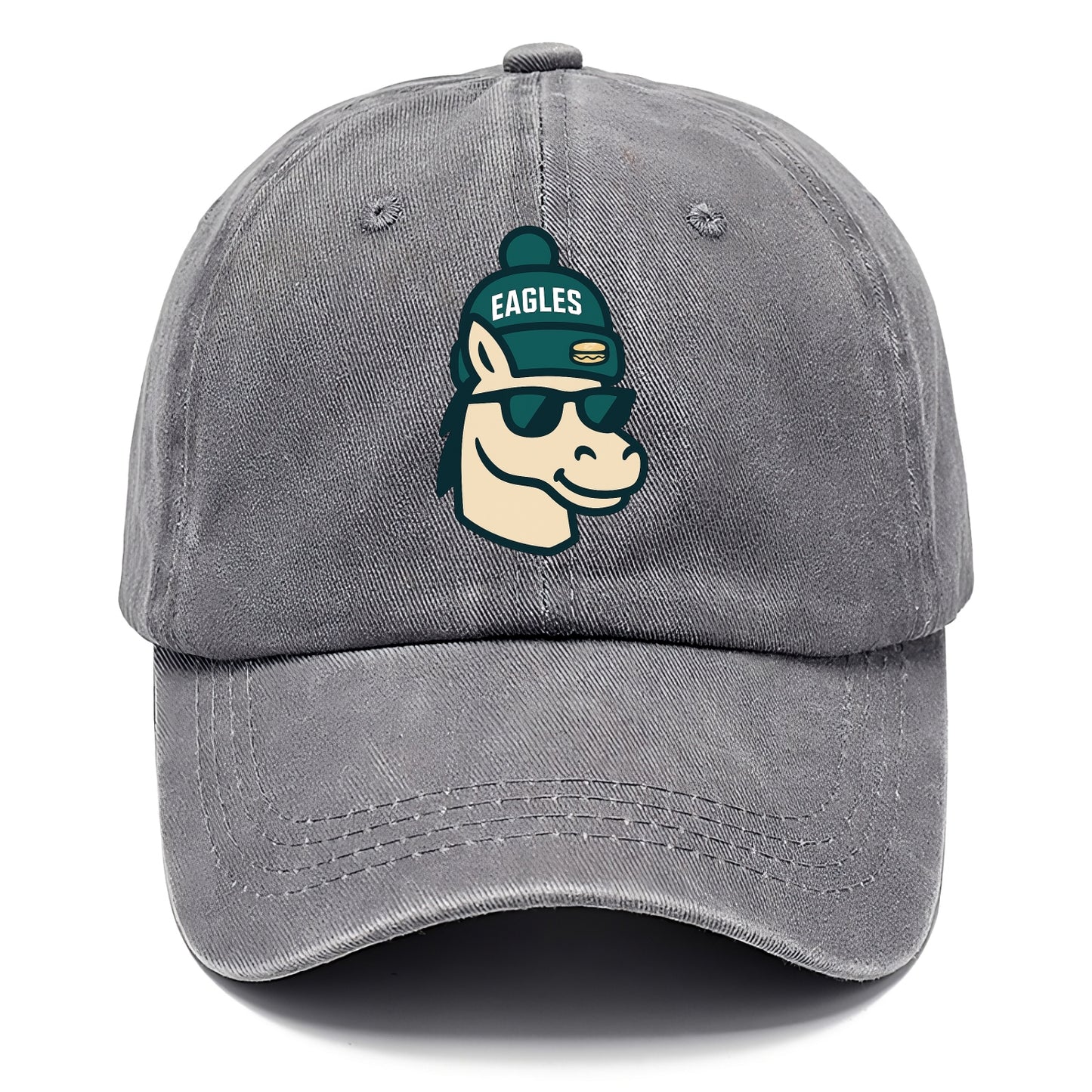 Philadelphia Horse wearing Eagles beanie with cheesesteak patch and wayfarer - Classic Cap - Urban Haze(Grey)