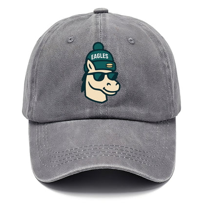 Philadelphia Horse wearing Eagles beanie with cheesesteak patch and wayfarer - Classic Cap - Urban Haze(Grey)