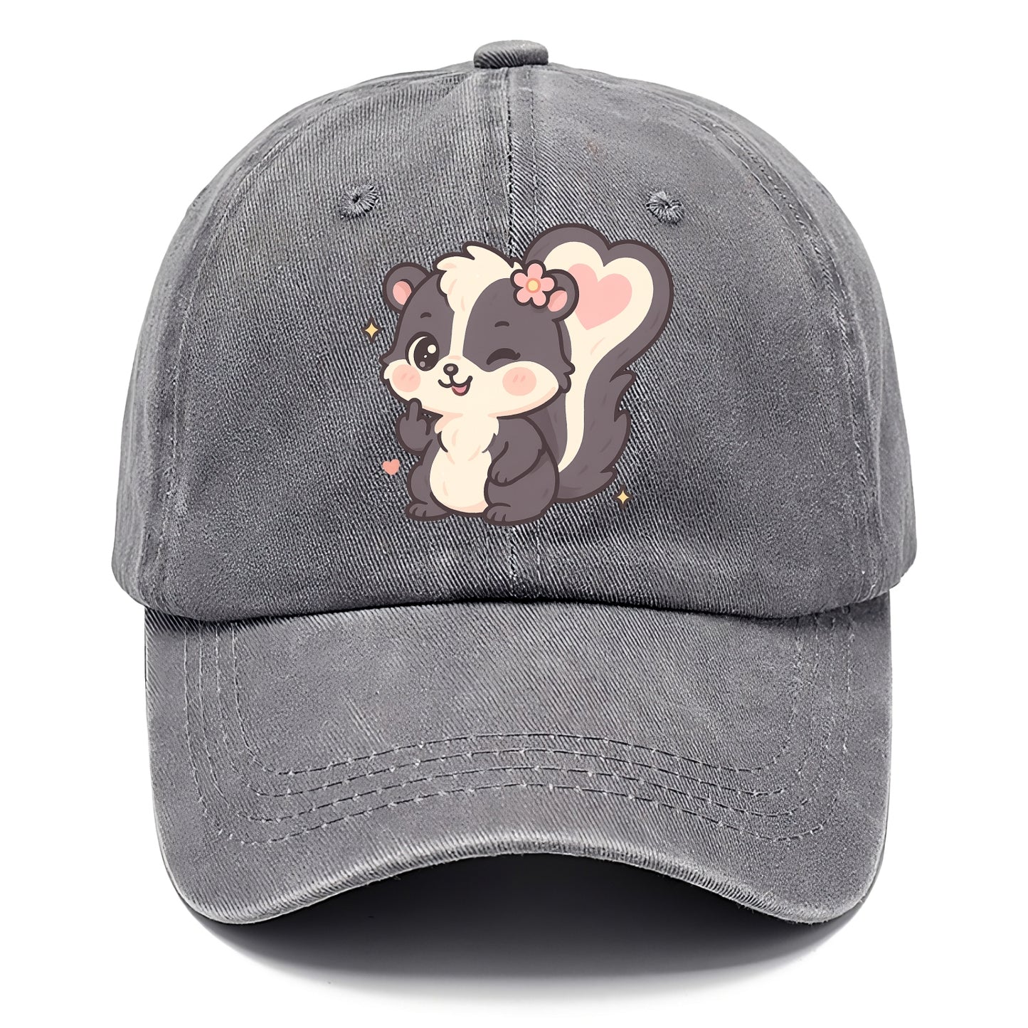 fluffy skunk with heart-shaped tail pattern, one paw up showing sass - Classic Cap - Urban Haze(Grey)