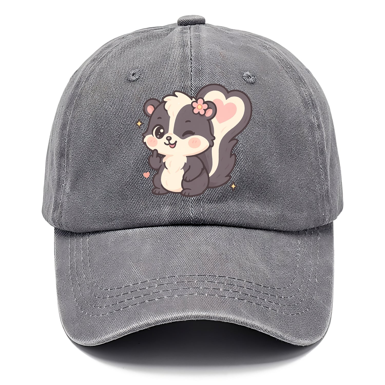 fluffy skunk with heart-shaped tail pattern, one paw up showing sass - Classic Cap - Urban Haze(Grey)