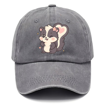 fluffy skunk with heart-shaped tail pattern, one paw up showing sass - Classic Cap - Urban Haze(Grey)