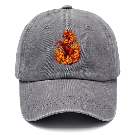 VICTORY BLAZE | Triumphant rearing horse in flames | Achievement celebration | - Classic Cap - Urban Haze(Grey)