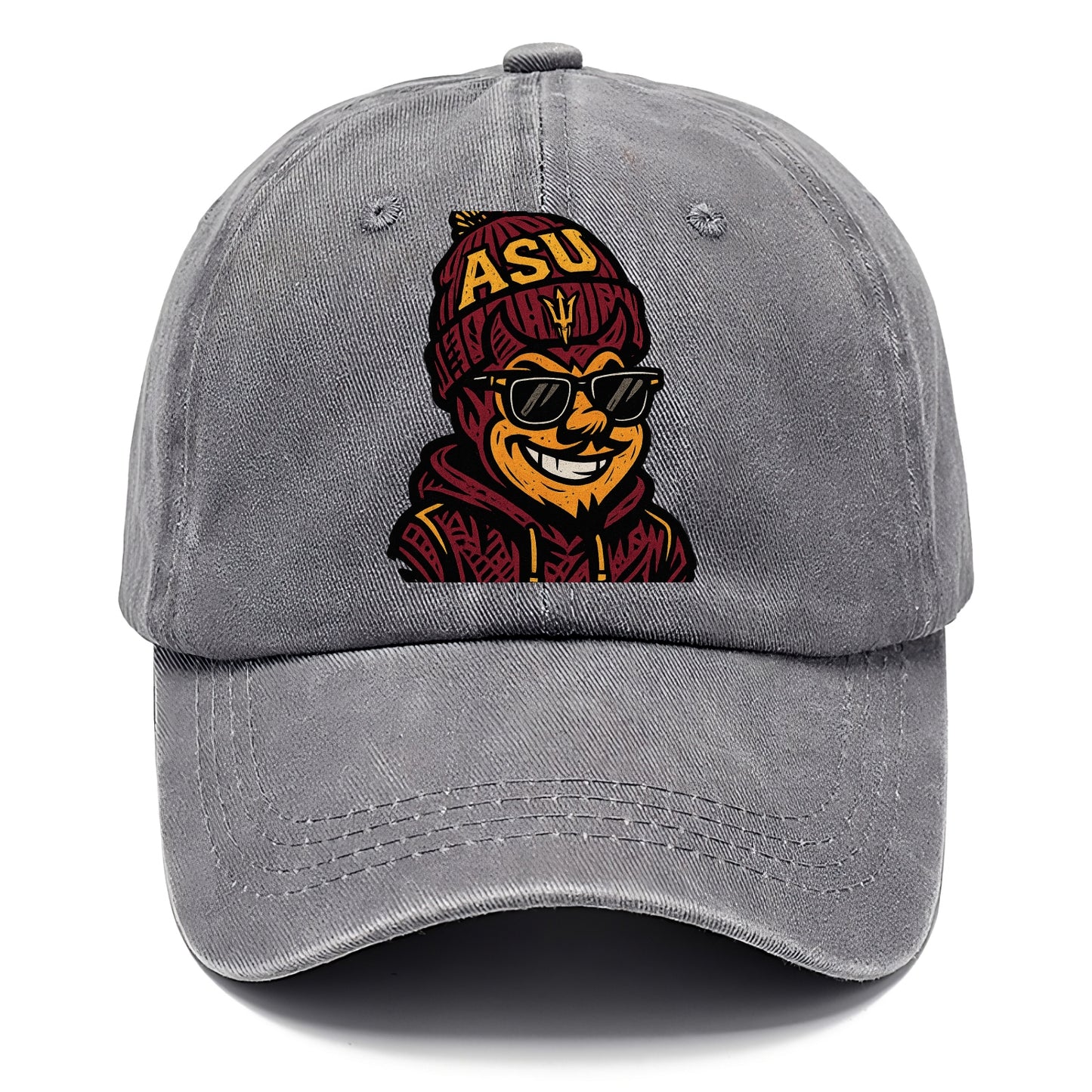 Tempe Sparky wearing Arizona State beanie with fork patch - Classic Cap - Urban Haze(Grey)