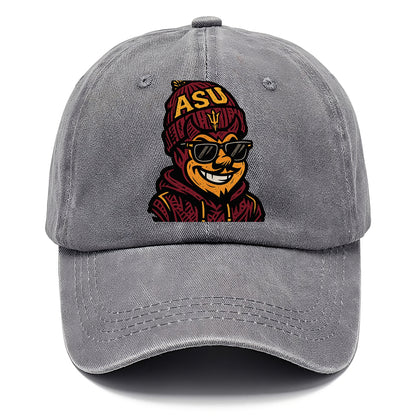 Tempe Sparky wearing Arizona State beanie with fork patch - Classic Cap - Urban Haze(Grey)