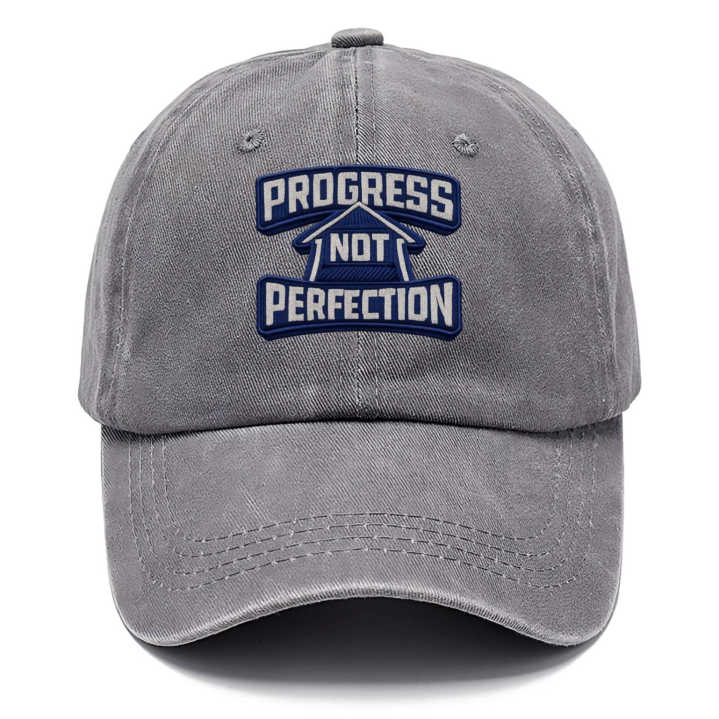 PROGRESS NOT PERFECTION - arrow with text in blue , growth mindset - Classic Cap - Urban Haze(Grey)