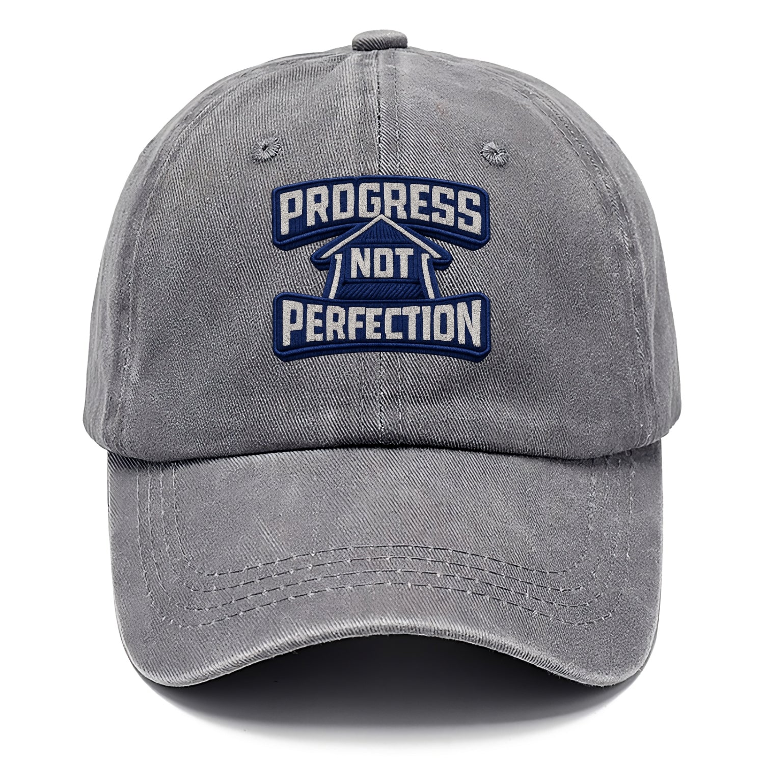 PROGRESS NOT PERFECTION - arrow with text in blue , growth mindset - Classic Cap - Urban Haze(Grey)