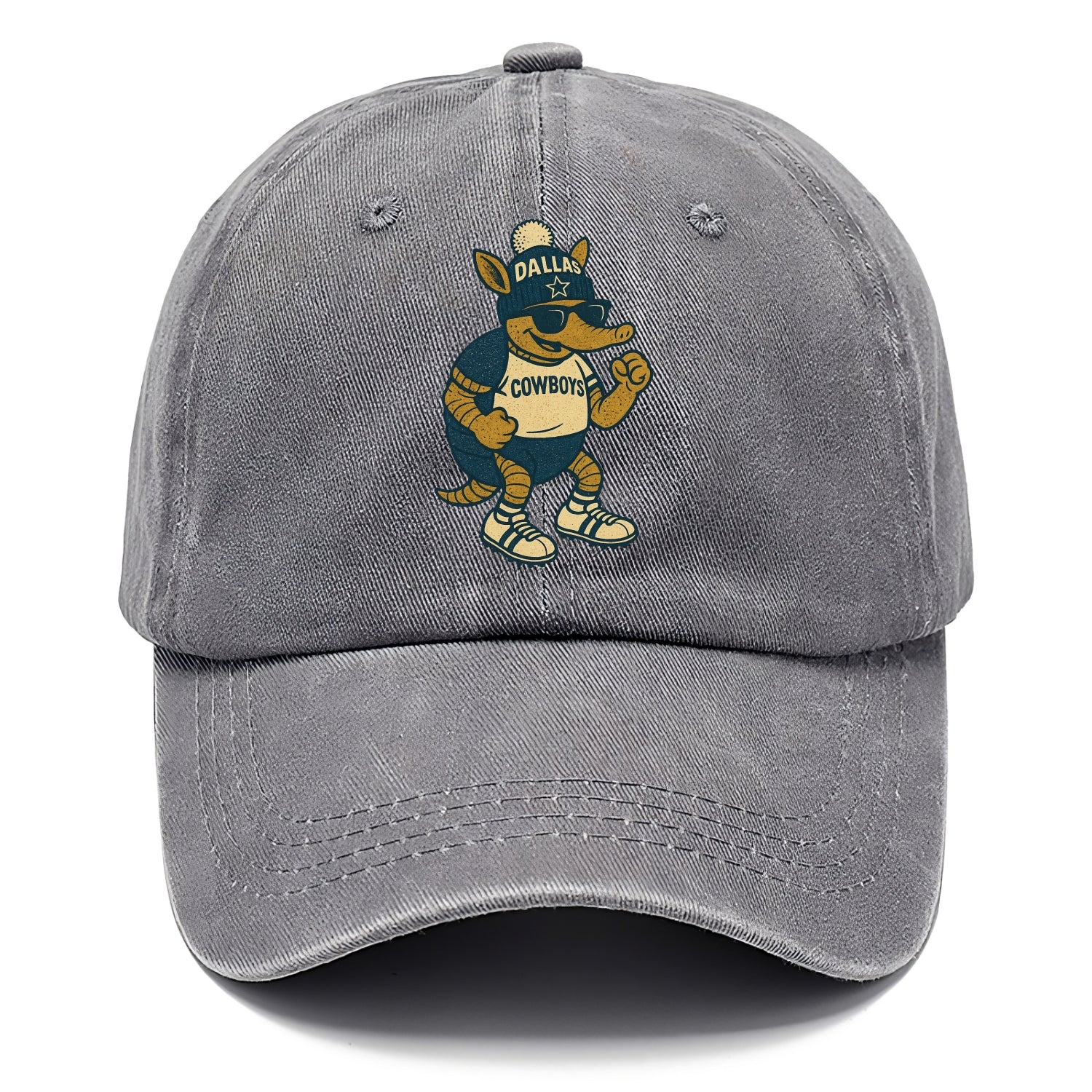 Dallas Armadillo wearing Cowboys beanie with lone star patch and wayfarer sunglasses - Classic Cap - Urban Haze(Grey)