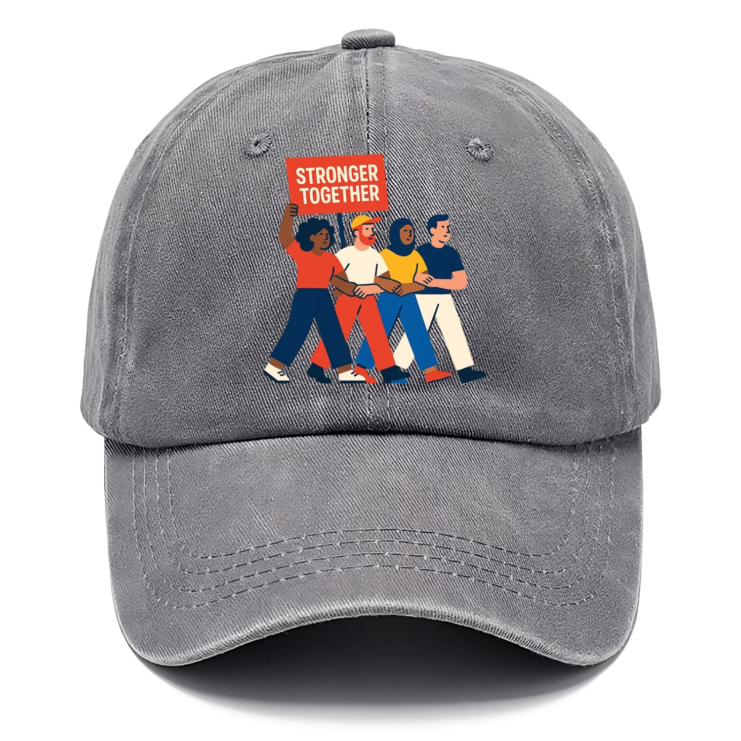 Peaceful protesters marching with linked arms - "Stronger Together" - solidarity - Classic Cap - Urban Haze(Grey)