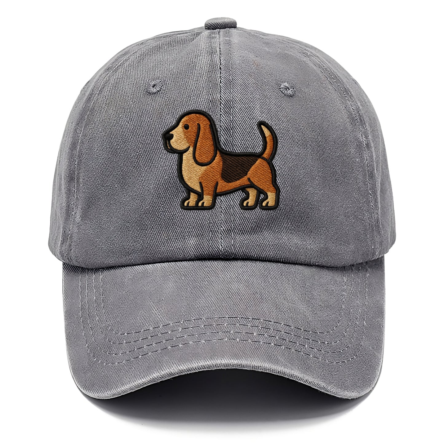 Basset Hound - Trendy low-rider design with prominent black outline - Classic Cap - Urban Haze(Grey)