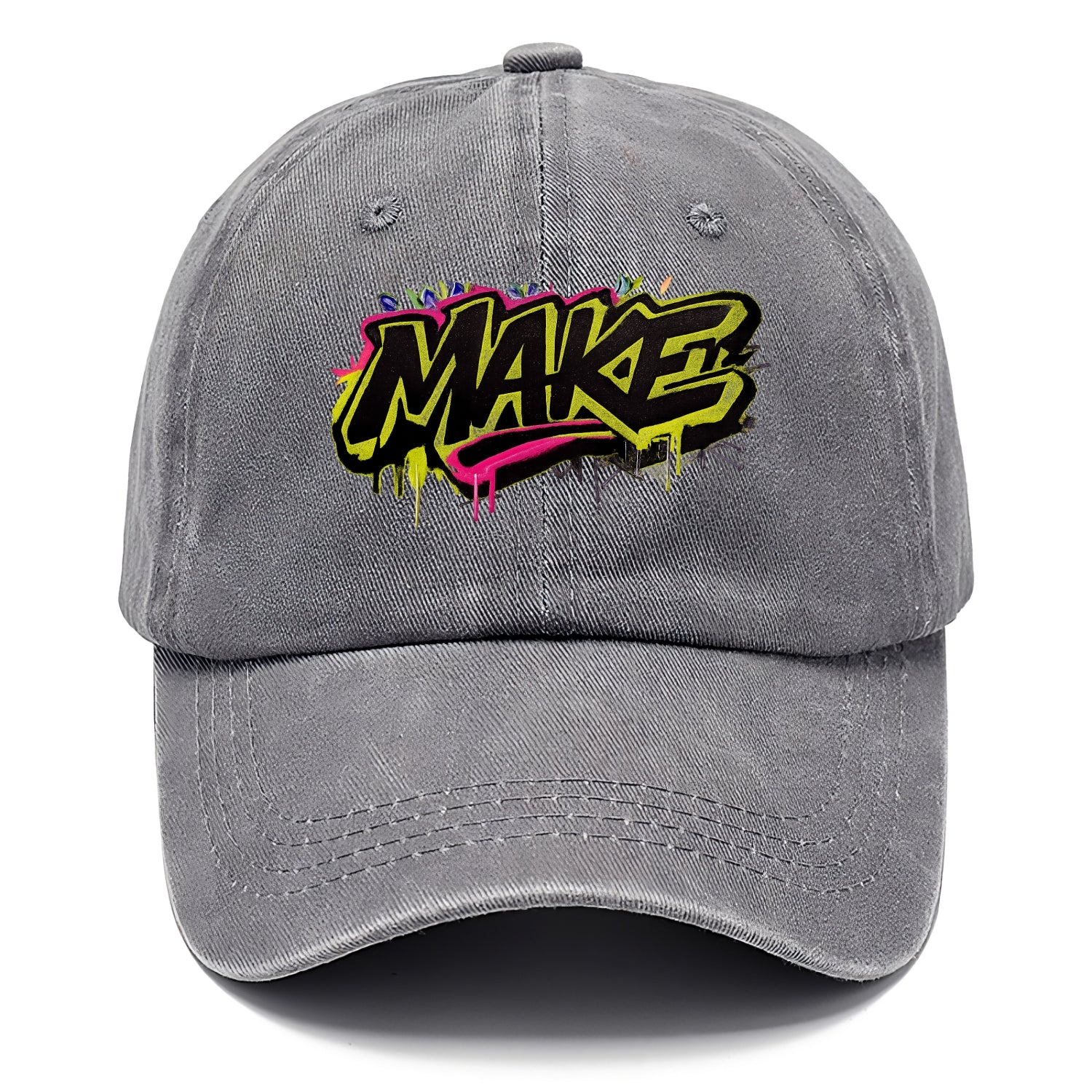 Bold typography design - "MAKE" - creating, producing, doing - Classic Cap - Urban Haze(Grey)
