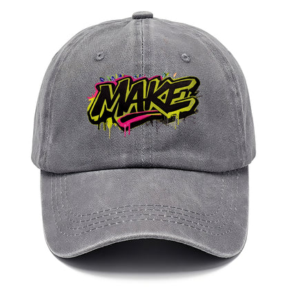Bold typography design - "MAKE" - creating, producing, doing - Classic Cap - Urban Haze(Grey)