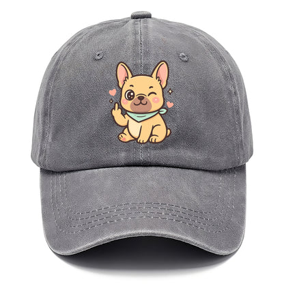 French Bulldog sitting with bat ears up, strong paw with sass - Classic Cap - Urban Haze(Grey)