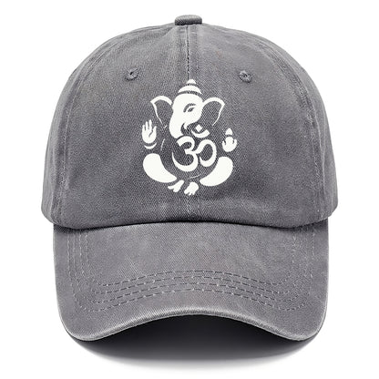 Ganesha elephant silhouette - negative space creates om symbol - Classic Cap - Urban Haze(Grey)