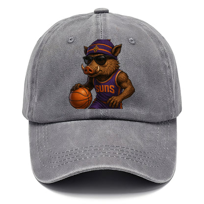 Phoenix Javelina wearing Suns beanie with cactus patch and wayfarer sunglasses - Classic Cap - Urban Haze(Grey)