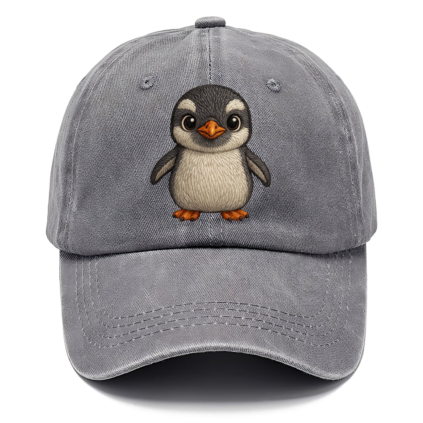 Baby Gentoo Penguin - orange beak, white cap, bright eyes, front-facing, energetic - Classic Cap - Urban Haze(Grey)