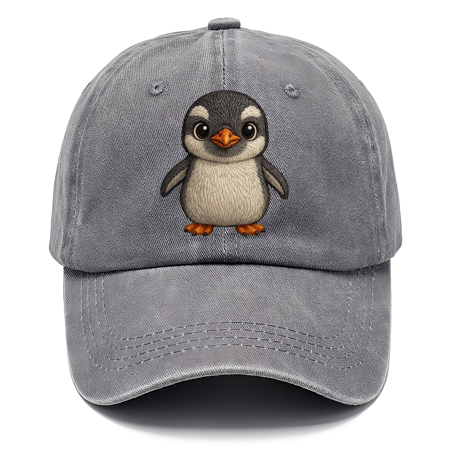 Baby Gentoo Penguin - orange beak, white cap, bright eyes, front-facing, energetic - Classic Cap - Urban Haze(Grey)