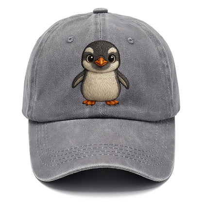 Baby Gentoo Penguin - orange beak, white cap, bright eyes, front-facing, energetic - Classic Cap - Urban Haze(Grey)