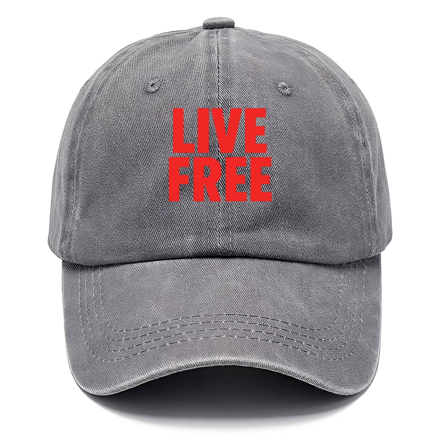 Bold typography design - "LIVE FREE" - unrestricted living - Classic Cap - Urban Haze(Grey)
