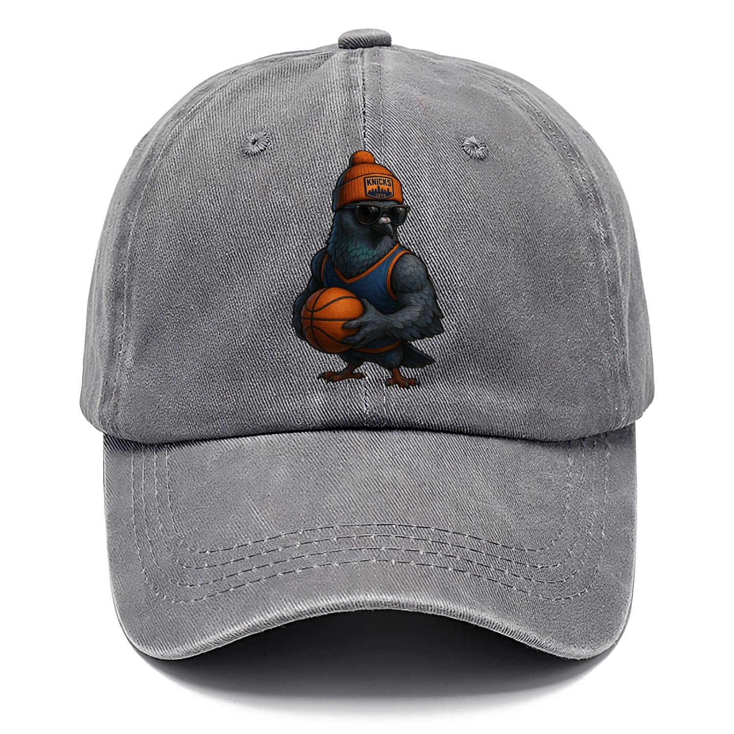 Manhattan Pigeon wearing Knicks beanie with skyline patch and wayfarer sunglasses - Classic Cap - Urban Haze(Grey)