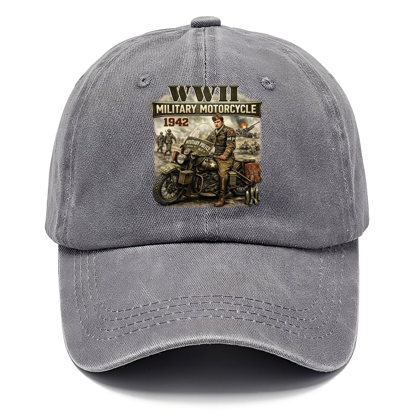 Wwii Military Motorcycle 1942 - Classic Cap - Urban Haze(Grey)
