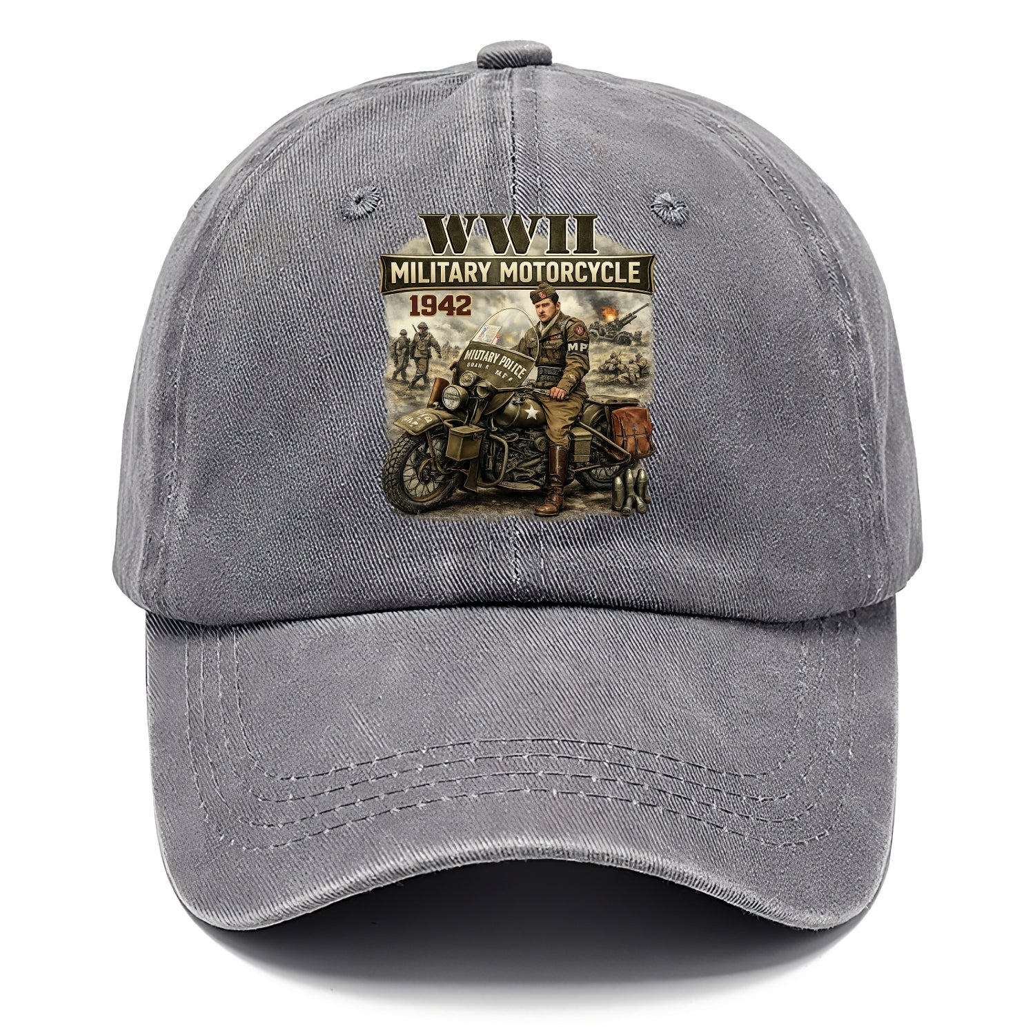 Wwii Military Motorcycle 1942 - Classic Cap - Urban Haze(Grey)