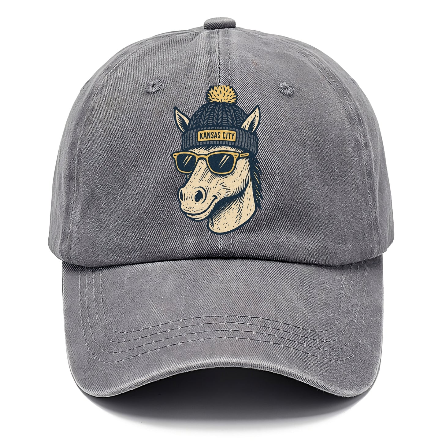 Missouri Mule wearing Kansas City beanie with pom pom and wayfarer sunglasses - Classic Cap - Urban Haze(Grey)