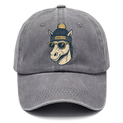 Missouri Mule wearing Kansas City beanie with pom pom and wayfarer sunglasses - Classic Cap - Urban Haze(Grey)