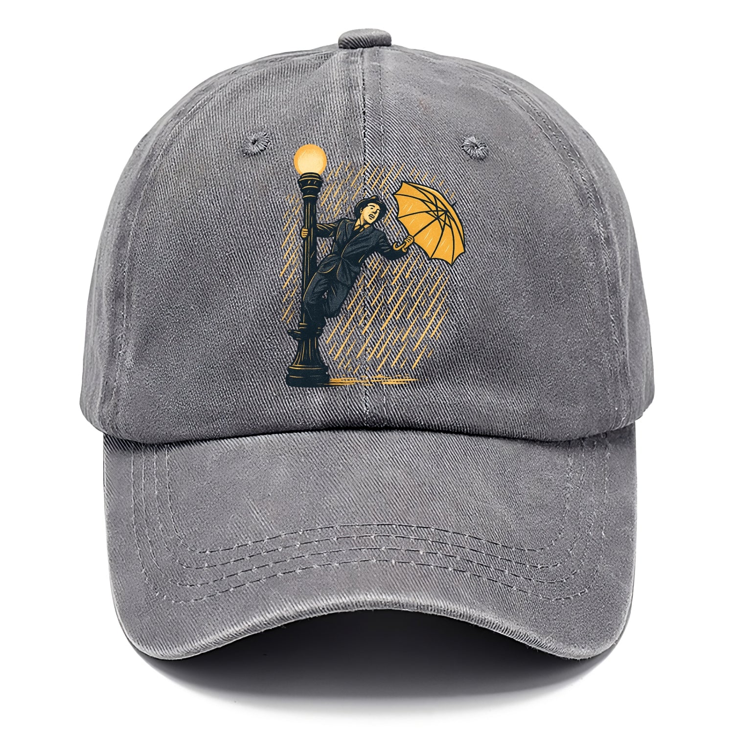 joyful dancing on lamppost in heavy rain with big smile - Classic Cap - Urban Haze(Grey)