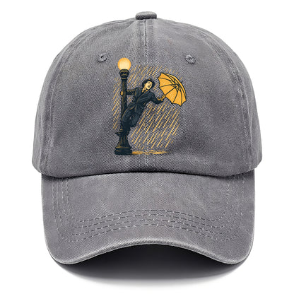 joyful dancing on lamppost in heavy rain with big smile - Classic Cap - Urban Haze(Grey)